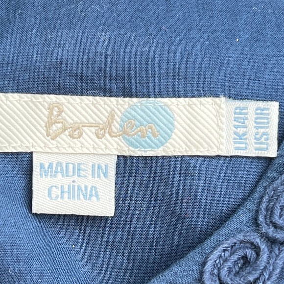 Boden Navy Sleeveless Cotton Dress 10 - Picture 4 of 6